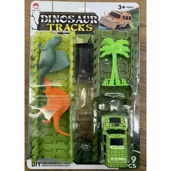 kit com 2 pcs dinosaur com carro pista  articulada racing de corrida de dinossauro com luzes/n-2005