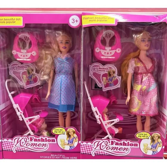 kit Boneca Grávida +bebê na barriga + acessório+ carrinho de bebê//n-577a