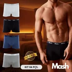 Kit 04 Cuecas Boxer Mash Algodão Confortável Masculina