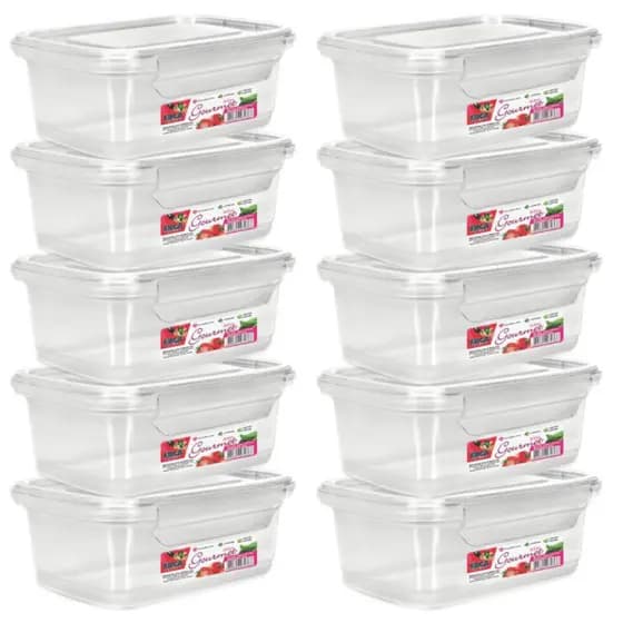 Kit 10 Potes Marmita Reutilizável 1.400 ml com Travas Freezer Microondas