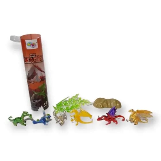 KIT DRAGÕES 8 PEÇAS PLASTICO NO TUBO