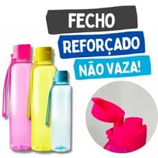 1 Garrafas Slim Lisa 500ml C/ ALÇA E TAMPA ANTI VAZAMENTO - Várias Cores