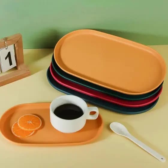 Bandeja Travessa de Bambu Ecológico Oval 24X12CM FRIZZER MICROONDAS