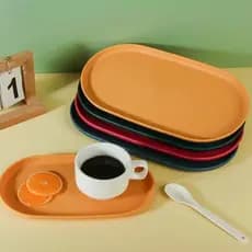 Bandeja Travessa de Bambu Ecológico Oval 24X12CM FRIZZER MICROONDAS