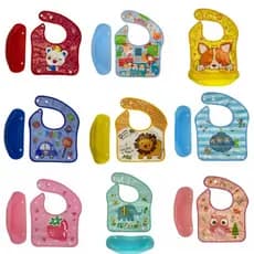 Babador Impermeavel Para Bebês Cata Migalha de Silicone Removivel estampas diversas