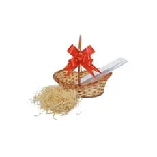 Cesta Mini de Vime Canoa Com Laço,Palha e Embalagem