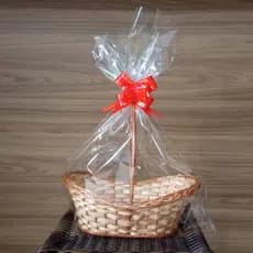 Cesta de Vime Canoa Pequena 30X17X 8cm C/ Laço,Palha e Embalagem