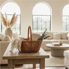 Cesta Oval de Vime Média 34x26x14cm Presente Aniversário Decoração