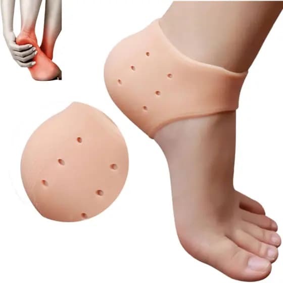 Par Meia Palmilha Silicone Gel Proteção Esporão Calcanhar Fascite Meia Palmilha de Silicone Ortopédica
