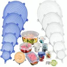 Kit 6 Tampas Panela Silicone Universal Reutilizável Elástica Tampas Silicone Cozinha Geladeira