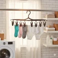 Varal Cabide Slim AmpePlast com 8 Prendedores para Roupas Íntimas, Meias e Roupas de Bebê