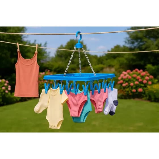 Varal de Roupa Retangular AmpePlast com 36 Prendedores Portátil Multiuso Super Prático