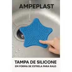 Kit com 3 Tampas Filtro de Silicone Flexível em Forma de Estrela – Ralo de Pia, Cozinha e Banheiro