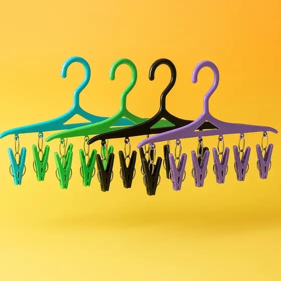 Varal Cabide Slim AmpePlast Portátil com 8 Prendedores Reforçados Organizador Compacto e Prático