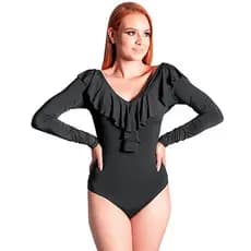 Body Babado V Ciganinha Manga Longa Com Bojo