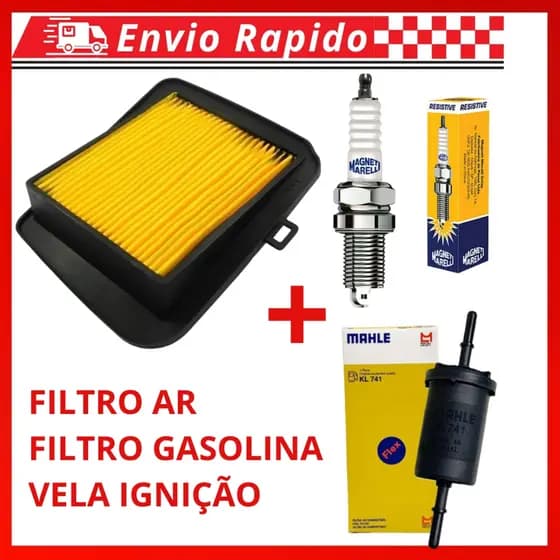 Filtro de Ar + Filtro Combustivel + Vela Iginição Titan Fan Start 150 160 2014 á 2024 Kit Revisão