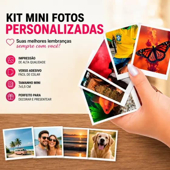 Mini Foto Kit Adesivo Personalizado - Cabe na capinha de Celular - Alta Qualidade - Envio Full