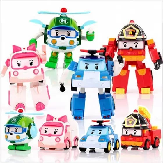 Robocar Poli Transformador Puxar Para Trás Robô Brinquedos Do Carro Trem Brinquedo Escravo Montessori Figura De Ação