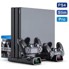 ps4/ps4 pro console Fino Suporte vertical 2 Controlador De base De Carga 2 Ventiladores De Resfriamento 10 Conjuntos De Armazenamento
