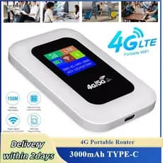 Roteador WiFi Móvel 4G LTE-150Mbps , Bateria 2100mAh , slot Para Cartão SIM , Adequado Viagens , Carros E camping