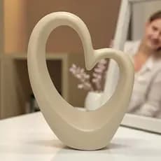 Coração Decorativo de Cerâmica Artesanal Enfeite para Sala Rack Mesa Aparador Escritório Consultório