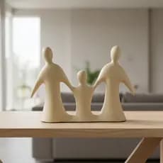 Escultura Decorativa Cerâmica Família Estátua Para Decoração Enfeite De Mesa Sala Rack