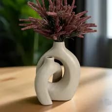 Dupla de Vaso em Cerâmica Decoração Enfeite Sala Mesa Rack Escultural Fosca