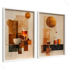 Quadro Decorativo Restaurante Sala Cozinha Área Gourmet Café Bebidas Abstrato Moderno