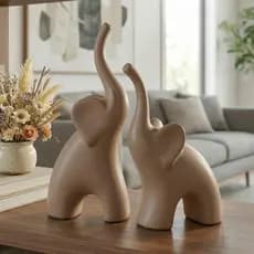 Enfeite Elefante Decorativo Par Cerâmica Estatueta Sala Escritório Escultura Moderna Sorte Prosperidade Bem Chic Decor