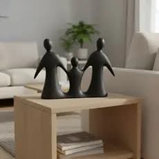 Escultura Decorativa Cerâmica Família Enfeite De Mesa Sala Rack Estátua Para Decoração