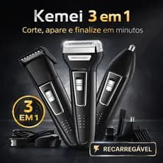 Barbeador Elétrico 3 em 1 Recarregável Sem Fio Profissional