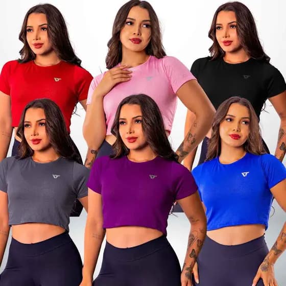 Cropped Fitness Feminino Camiseta Academia Feminina Academia Respirável Estiloso Esportivo Corrida Esporte Caminhada