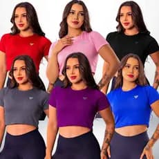 Cropped Fitness Feminino Camiseta Academia Feminina Academia Respirável Estiloso Esportivo Corrida Esporte Caminhada
