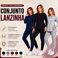 Conjunto Feminino Inverno Blusa Manga Longa com Capuz e Calça Jogger Lanzinha Roupa de Frio