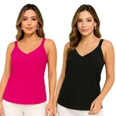 Kit 2 Blusa Feminina Regata Alça Larga Duna Elegante Social Casual Alfaiataria
