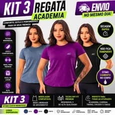 Kit 3 Camiseta Academia Feminina Dry Fit Treino Blusa Caminhada Treino Musculação