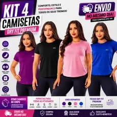 Kit 4 Camiseta Academia Feminina Dry Fit Treino Blusa Caminhada Treino Musculação
