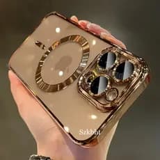 2025 Novo Deserto Ouro Macio Silicone Caso Para iPhone 16 15 14 13 12 11 17 Pro Max Capa De Carregamento Magnético