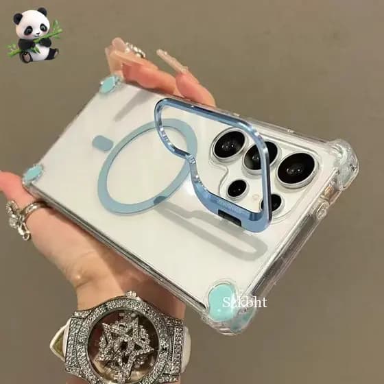 Suporte De Lente De Metal De Luxo Capa Protetora Magnética Para Samsung S23 S24 S25 Ultra A56 Magsafe De Carga Sem Fio