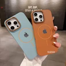 Capa De Telefone De Couro De Vaca De Alta Qualidade Para iPhone 16 15 14 13 11 12 Pro Max Carga Magnética Traseira Sem F