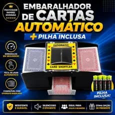 Embaralhador de Cartas Automático 2 Decks Com PILHAS INCLUSAS Baralho Truco Tranca Uno Poker