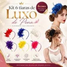 Tiara de Luxo Flor de Pluma Arranjo Colorida Carnaval Festa Casamento Cabelo Infantil e Adulto
