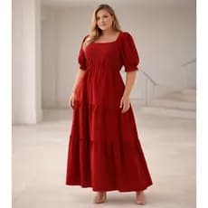 Vestido Longo Plus Size Confortável Elegante Casual Moda Evangélica Feminino Fluido Soltinho