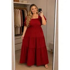 Vestido Plus Size Modesto Moda Evangélica Longo Elegante Casual Chiq Fluido Manga Princesa