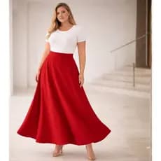 Saia Rodada Plus Size Godê Social Básica Evangélica Versátil Confortável Midi Cintura Alta Casual Fluida