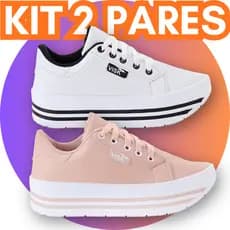 Kit 2 Tenis Feminino Plataforma Casual Sola Alta Moda Feminina Visk Sintetico