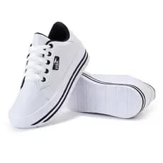Tênis Plataforma Feminino Leve Confortável Visk Com Sola Alta Nude Branco Casual