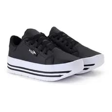 Tênis Feminino Leve Básico Plataforma E Confortável Visk Com Sola Alta Nude Branco Casual