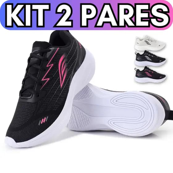 Kit Tênis Feminino Esportivo Masculino Treino Amortecimento Tecido Respirável Confortável Leve