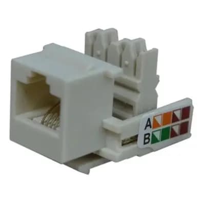 Conector Fêmea Rj11 KEYSTONE Cat3 4 Vias Bege - Kit 10 unidades